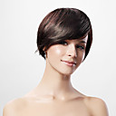 Capless 100% Echthaar kurze schwarze glatte Haare Perücke (0466-hmyy-005)