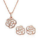 Fleur Cristal Bijoux en or 18 carats en forme de Set avec strass Y compris le collier, boucles d'oreilles