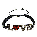 argenté "amour" bracelet zircon tissu