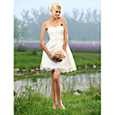 A-line Sweetheart Short/ Mini Tulle Over Satin Wedding Dress