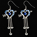 Classic Alloy Heart Design Crystal Drop Earrings