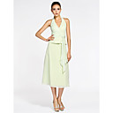 A-line Halter Tea-length Chiffon Bridesmaid Dress