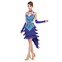 prestaties dancewear polyester met kwastjes en pailletten latin dans jurk voor dames meer kleuren