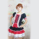 À manches courtes mi-longueur Pays Noir et Rouge Coton Robe Lolita