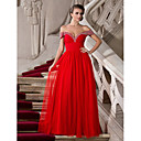 A-line Off-the-shoulder Floor-length Tulle And Chiffon Evening Dress