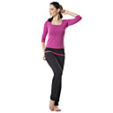 Cotton Long Sleeve Red Cinch Cord Sports Yoga Suit (Red Tops+Black Pants)