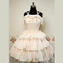 Sleeveless Knielanger Beige Cotton Princess Lolita Kleid