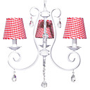 60W E14 3-luz de lámpara de cristal con cortinas de tela