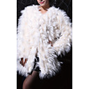 Long Sleeve Collarless Faux Fur Evening/Career Coat
