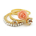 Pearl And Flowers Ring Combination(3PCS)