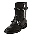 Couro baixa calcanhar meados de bezerro botas com Zipper / rebite partido / Evening Shoes