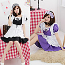 Cute Girl Black&Pink&Green&Purple Polyester Maid Suit with Lace (4 Colors)(3 Pieces)