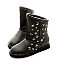 Black Suede Dames Rubber anti-slip Waterproof Warming halverwege de kuit Flat Sneeuw Laarzen met Shining Stars