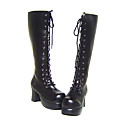 Fatto a mano in pelle PU nera tacco alto 7,5 centimetri Paese Lolita Stivali