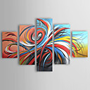Hand-painted Abstract Oil Painting  with Stretched Frame - Set of 5