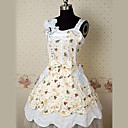 Manches mi-longueur de fleurs Bretelles Motif Coton Pays Lolita Robe