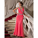 Trumpet/Mermaid V-neck Floor-length Tulle Evening Dress