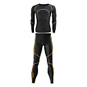 Hombres Santic 200G es anti-microbianos Superfine Spandex abrazando el cuerpo-Trajes largos con Patrón Línea Amarilla