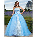 Ball Gown Strapless Floor-length Tulle And Sequined Evening Dress