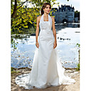 Sheath/Column Halter Court Train Organza Wedding Dress
