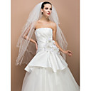 Four-tier Fingertip Pencil Edge Wedding Veil With Pearl