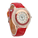 Dames PU Quartz Glas ronde vorm met Rhinestone Dress Watch (Meer Kleur)