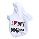 Pull à Capuche I Love My Mom pour Chiens, XS-XL - Blanc