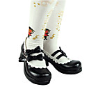 Handmade Preto PU de couro branco da guarnição 4,5 centímetros sapatos de salto alto de Lolita com Arco