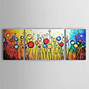 Hand-painted Abstract Oil Painting with Stretched Frame - Set of 3