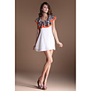 AYIASHA Ruffle Hem Floral Chiffon Bodycon Dress