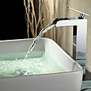 Contemporary Waterfall Chrome Finish Bathroom Sink Faucet (Tall)