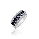  Elegant Sterling Silver Sapphire Ring (1.575 karaat) (3 * 4mm)