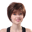 Capless Short Brown Wavy 100% Human Hair Wigs