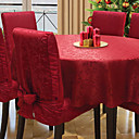 Jacquard Cherry Blossom Round Polyester Red Table Cloth