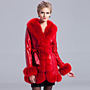Awesome Long Sleeve Fox Fur Shawl Collar Lambskin Leather Casual/Party Coat (More Colors)