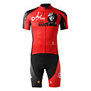 SPAKCT + Poliéster poliamida + spandex manga corta Hombres transpirable Ciclismo Jersey (Red)