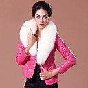 Wonderful Long Sleeve Fox Fur Shawl Collar Lambskin Leather Casual/Office Jacket (More Colors)