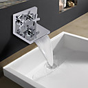 Zeitgenössische Chrome Finish Zwei Quader Griff Wasserfall Waschbecken Wasserhahn