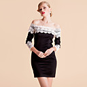 TS Contrast Color kanten Off Shoulder Dress Bodycon