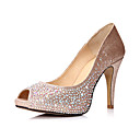 Sparkling Glitter Stiletto Heel Peep Toe Pumps With Rhinestone Wedding Shoes (More Colors)