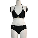 Women's Club Style Rivets Bikini Black Set(Bust:86-102cm Waist:58-79 Hip:90-105cm)