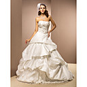 Ball Gown Strapless Chapel Train Taffeta Wedding Dress With Pick-ups