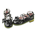 Handmade Black PU Leather 2.5cm Flat Casual Lolita Shoes with Bow
