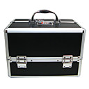 Black 3 Trays Jewelry Comestic Organizing Makeup Train Case Aluminum Box