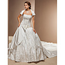 Ball Gown Sweetheart Satin Cathedral Train Wedding Dress With Wrap