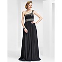 Sheath/Column One Shoulder Floor-length Stretch Satin Evening Dress
