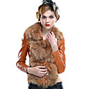 Long Sleeve Fox Fur Shawl Collar Lambskin Leather Casual/Office Jacket (More Colors)