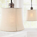 60W Lampadario moderno con 2 luci e Drum paralume in tessuto