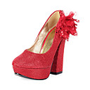 Similpelle tacco Chunky con fiore partito / sera scarpe (più colori)