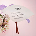 Personalized Pearl Paper Hand Fan - Rose (Set of 12)